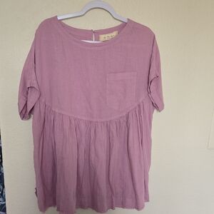 We The Free Mauve Linen Blouse with Pockets